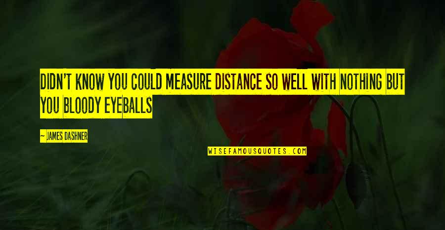 Eyeballs Quotes By James Dashner: Didn't know you could measure distance so well