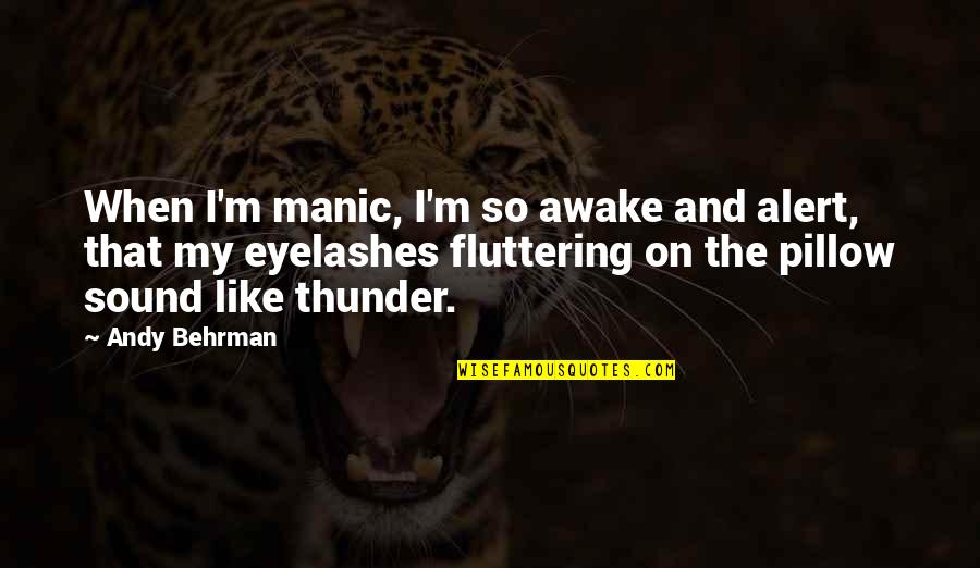 Eyelashes Quotes By Andy Behrman: When I'm manic, I'm so awake and alert,