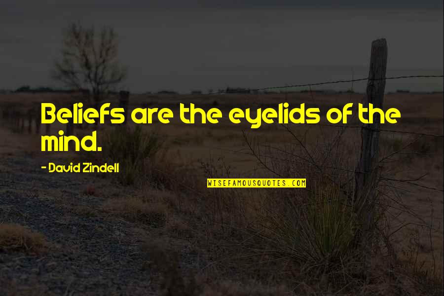 Eyelids Quotes By David Zindell: Beliefs are the eyelids of the mind.