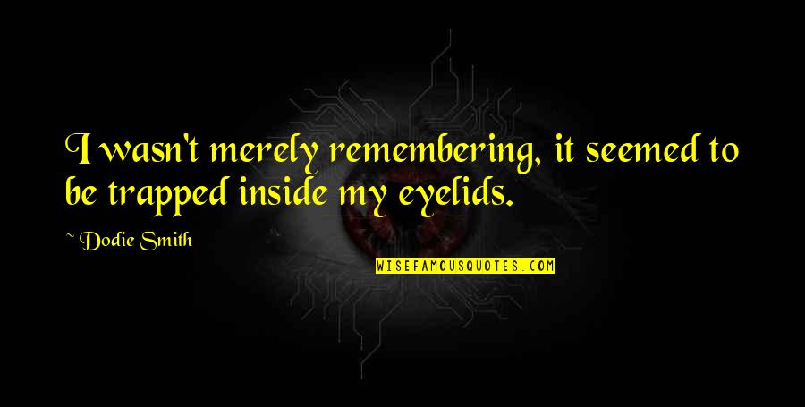 Eyelids Quotes By Dodie Smith: I wasn't merely remembering, it seemed to be