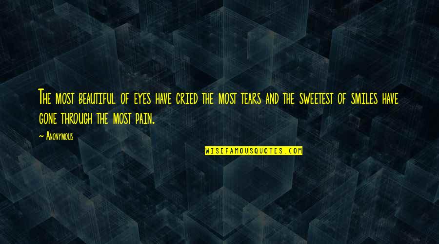 Eyes And Smiles Quotes By Anonymous: The most beautiful of eyes have cried the