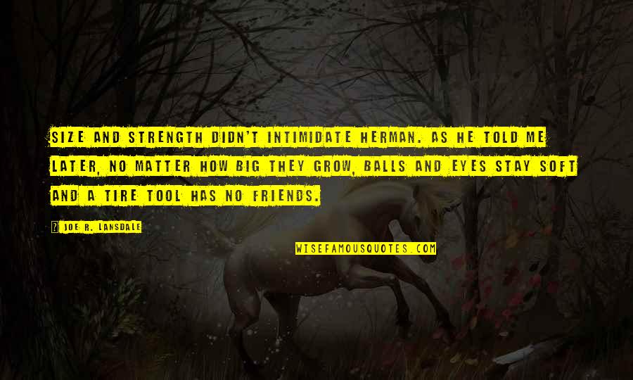 Eyes And Strength Quotes By Joe R. Lansdale: Size and strength didn't intimidate Herman. As he Eyes And Strength Quotes By Joe R. Lansdale: Size and strength didn't intimidate Herman. As he