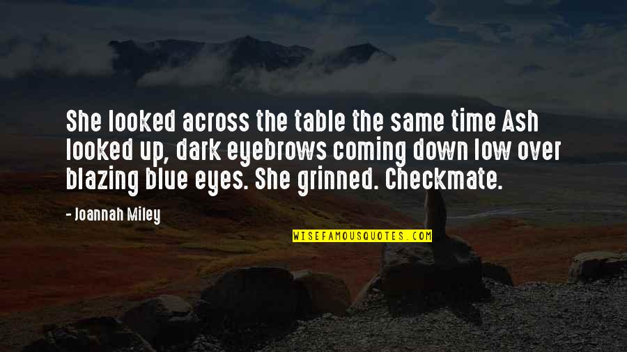 Eyes Down Quotes By Joannah Miley: She looked across the table the same time