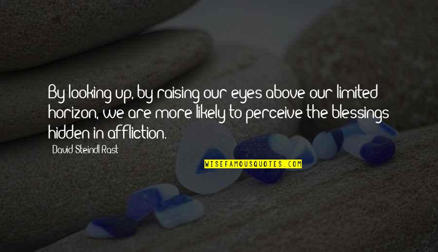 Eyes Hidden Quotes By David Steindl-Rast: By looking up, by raising our eyes above