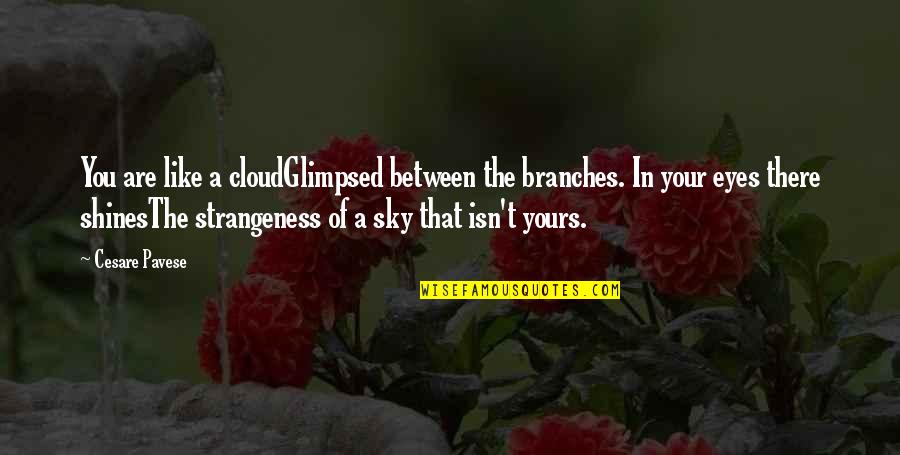 Eyes Like Sky Quotes By Cesare Pavese: You are like a cloudGlimpsed between the branches.