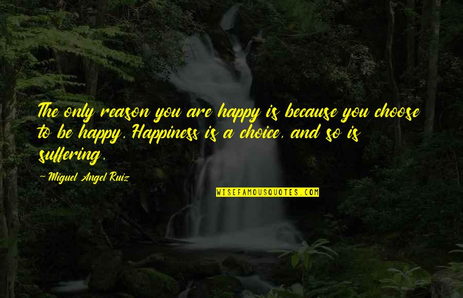Eyes Like Stars Quotes By Miguel Angel Ruiz: The only reason you are happy is because