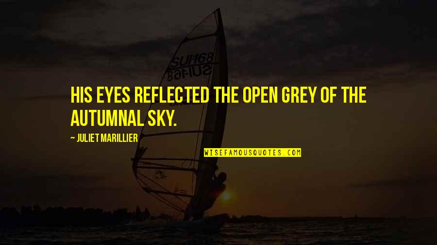 Eyes On The Sky Quotes By Juliet Marillier: His eyes reflected the open grey of the