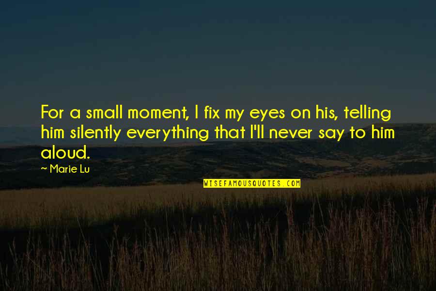 Eyes Say Everything Quotes By Marie Lu: For a small moment, I fix my eyes Eyes Say Everything Quotes By Marie Lu: For a small moment, I fix my eyes