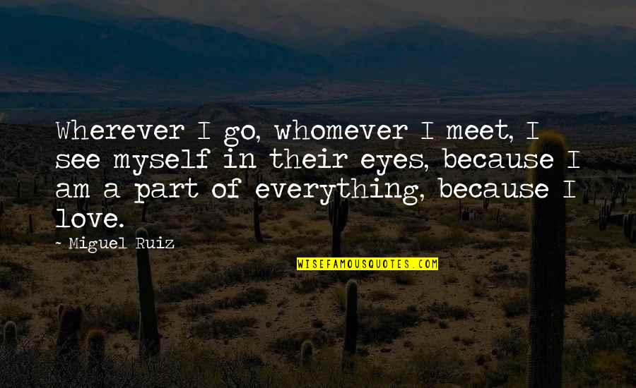 Eyes See Everything Quotes By Miguel Ruiz: Wherever I go, whomever I meet, I see