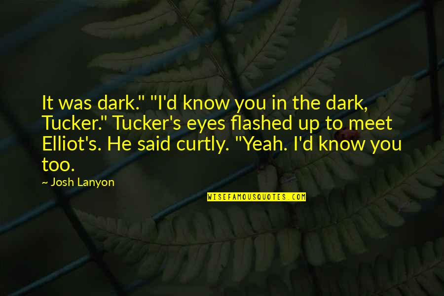 Eyes Up Quotes By Josh Lanyon: It was dark." "I'd know you in the Eyes Up Quotes By Josh Lanyon: It was dark." "I'd know you in the