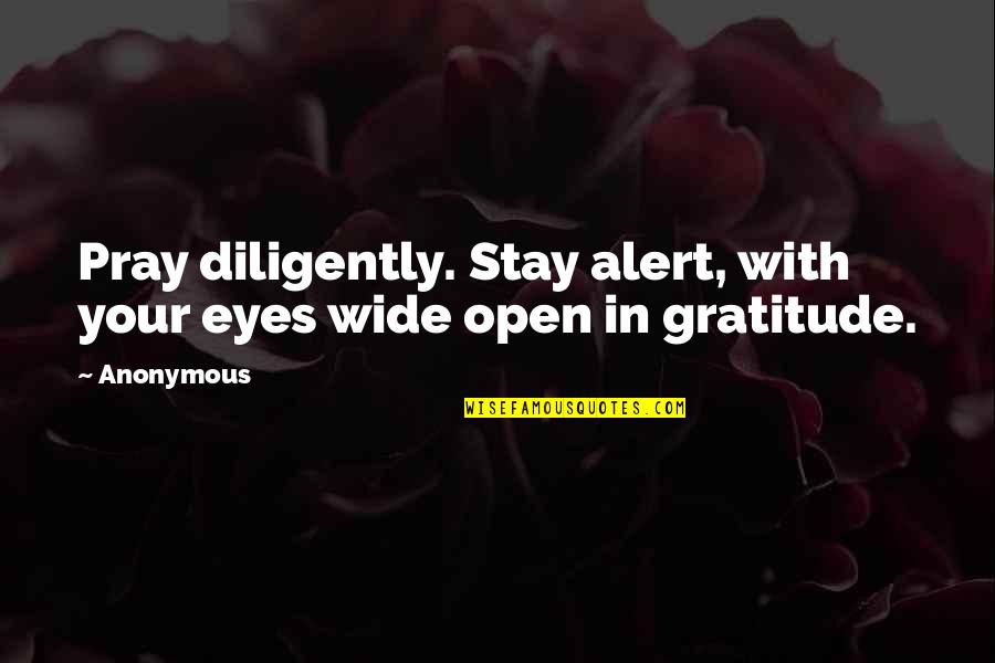 Eyes Wide Open Quotes By Anonymous: Pray diligently. Stay alert, with your eyes wide