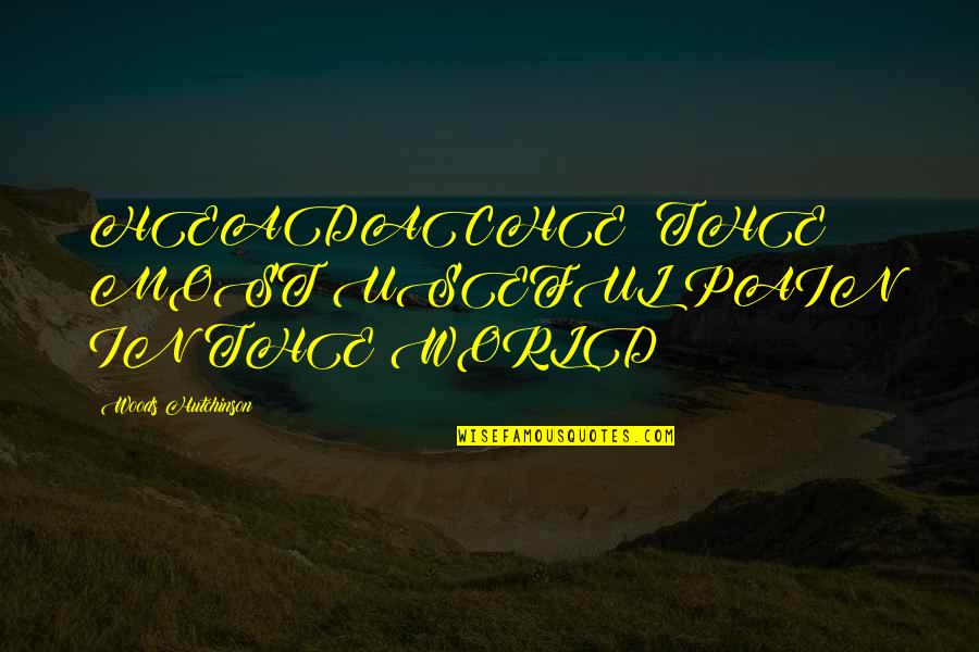 Eyesores Creator Quotes By Woods Hutchinson: HEADACHE: THE MOST USEFUL PAIN IN THE WORLD Eyesores Creator Quotes By Woods Hutchinson: HEADACHE: THE MOST USEFUL PAIN IN THE WORLD