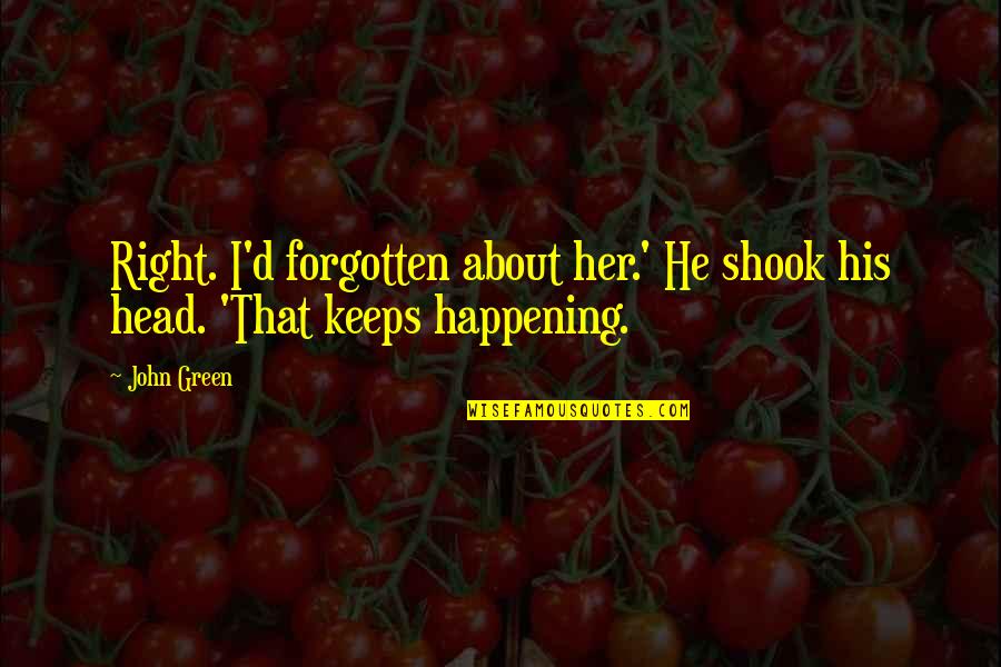 Eythan John Quotes By John Green: Right. I'd forgotten about her.' He shook his