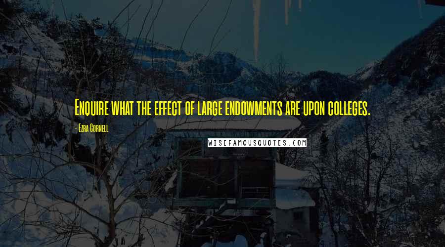 Ezra Cornell quotes: Enquire what the effect of large endowments are upon colleges.