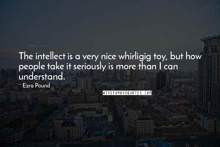 Ezra Pound quotes: The intellect is a very nice whirligig toy, but how people take it seriously is more than I can understand.