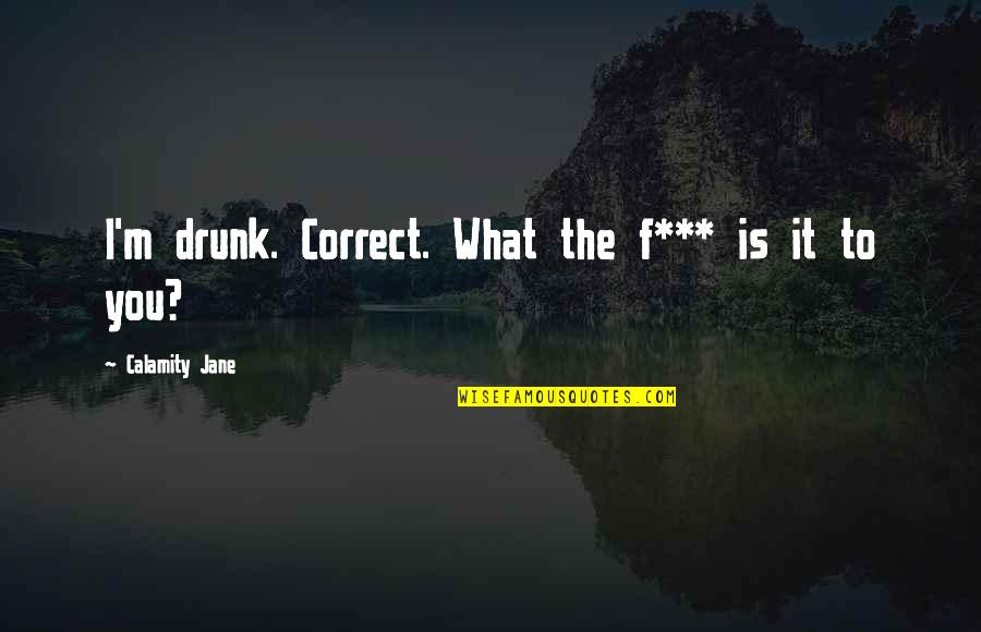 F M F Quotes By Calamity Jane: I'm drunk. Correct. What the f*** is it