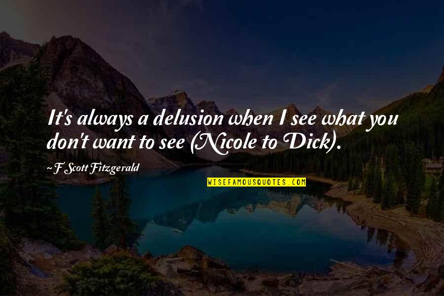 F S Fitzgerald Quotes By F Scott Fitzgerald: It's always a delusion when I see what