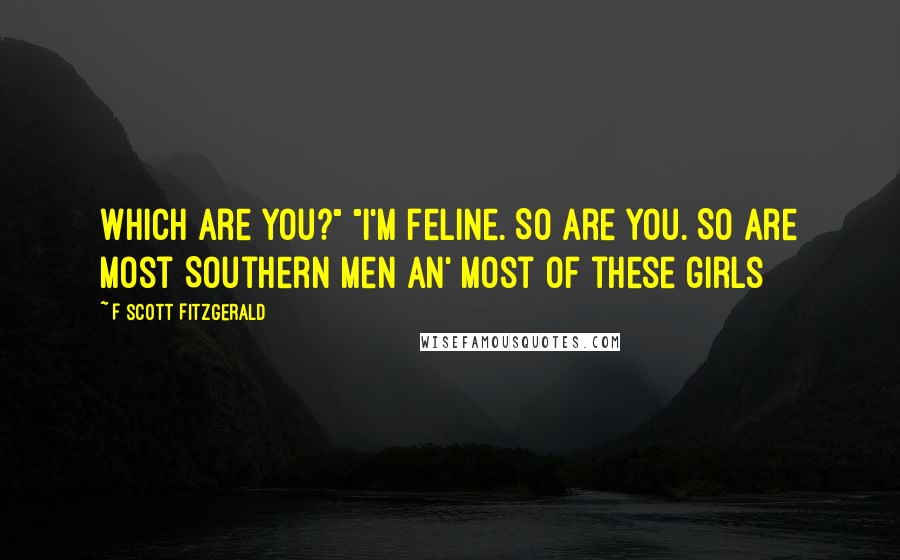 F Scott Fitzgerald quotes: Which are you?" "I'm feline. So are you. So are most Southern men an' most of these girls