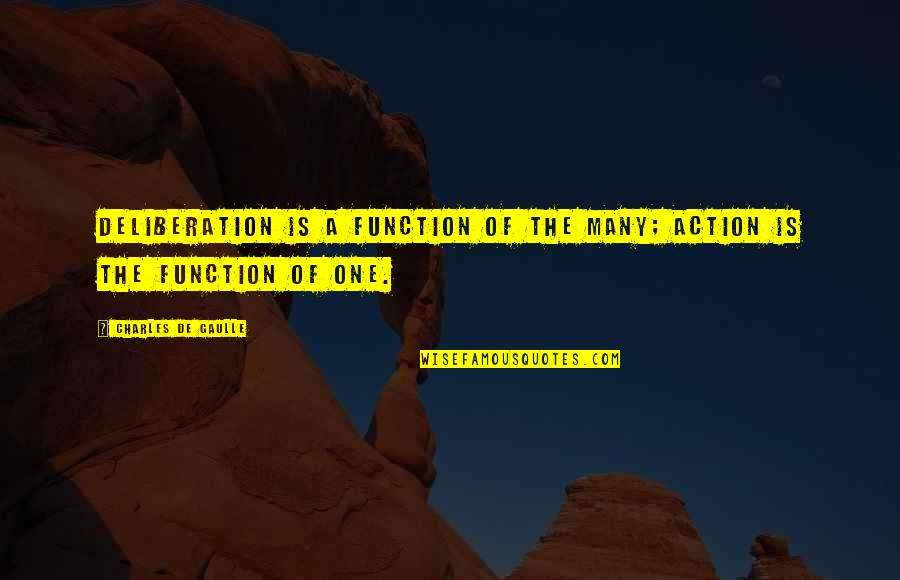 F Troop Crazy Cat Quotes By Charles De Gaulle: Deliberation is a function of the many; action F Troop Crazy Cat Quotes By Charles De Gaulle: Deliberation is a function of the many; action