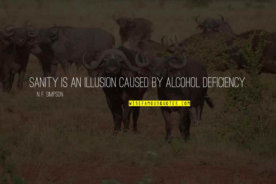 F.u.n Quotes By N. F. Simpson: Sanity is an illusion caused by alcohol deficiency.