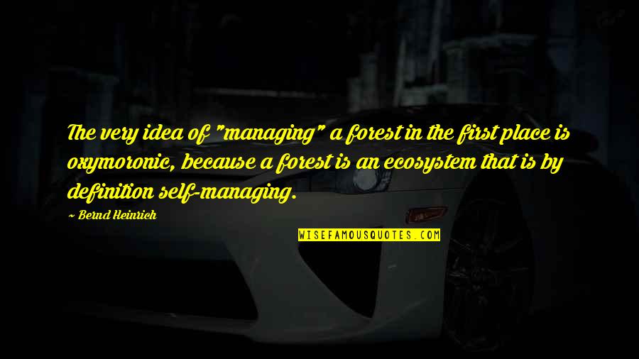 F W Forestry Quotes By Bernd Heinrich: The very idea of "managing" a forest in F W Forestry Quotes By Bernd Heinrich: The very idea of "managing" a forest in