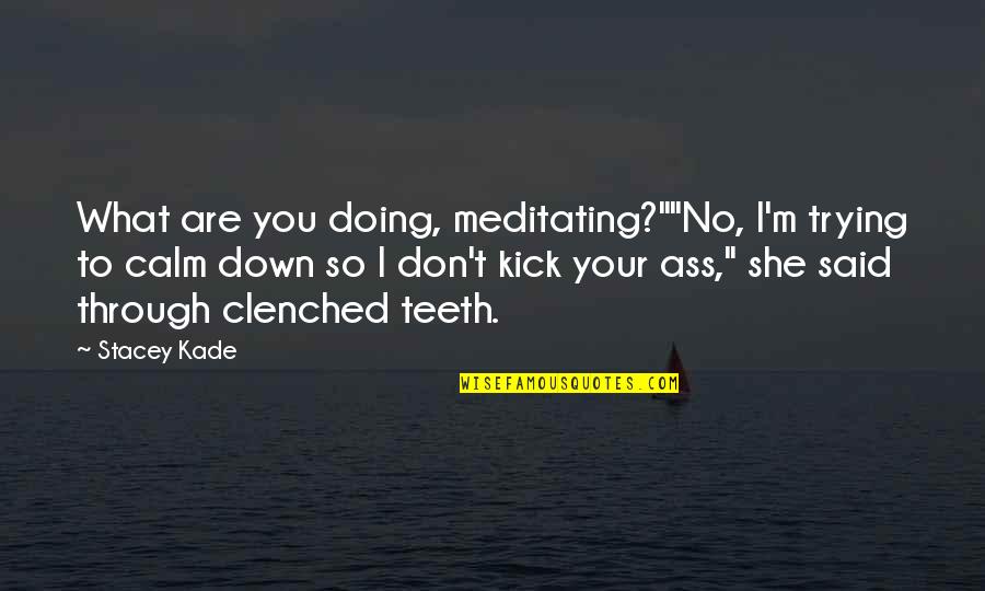 Fab 5 Freddy Quotes By Stacey Kade: What are you doing, meditating?""No, I'm trying to