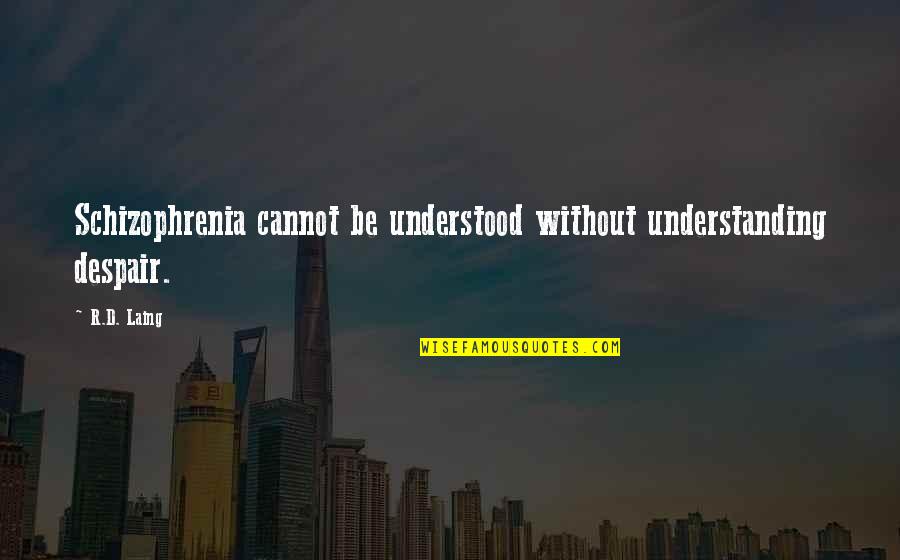 Fabbie Rincon Quotes By R.D. Laing: Schizophrenia cannot be understood without understanding despair.