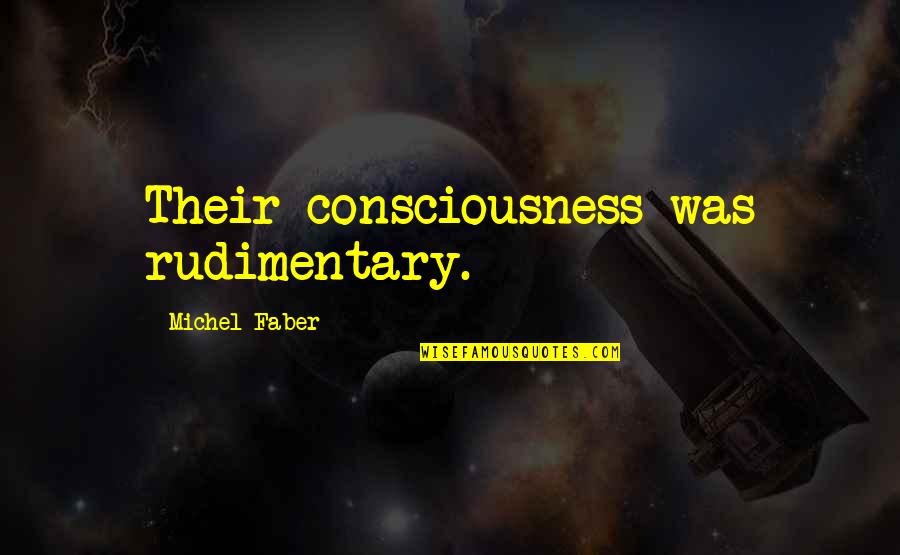 Faber Quotes By Michel Faber: Their consciousness was rudimentary. Faber Quotes By Michel Faber: Their consciousness was rudimentary.