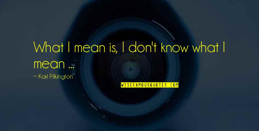 Fabriano Artistico Quotes By Karl Pilkington: What I mean is, I don't know what Fabriano Artistico Quotes By Karl Pilkington: What I mean is, I don't know what