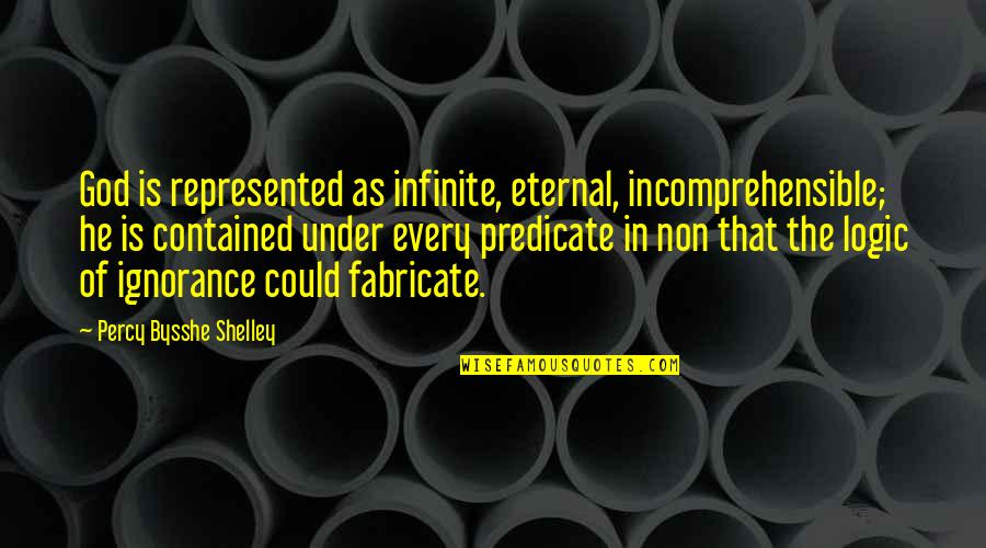 Fabricate Quotes By Percy Bysshe Shelley: God is represented as infinite, eternal, incomprehensible; he