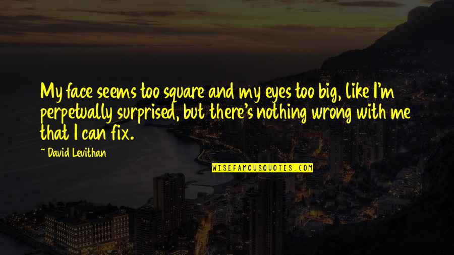 Face And Eyes Quotes By David Levithan: My face seems too square and my eyes