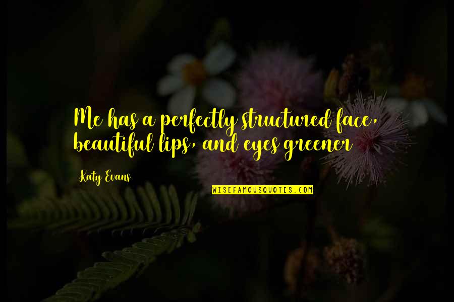 Face And Eyes Quotes By Katy Evans: Me has a perfectly structured face, beautiful lips,