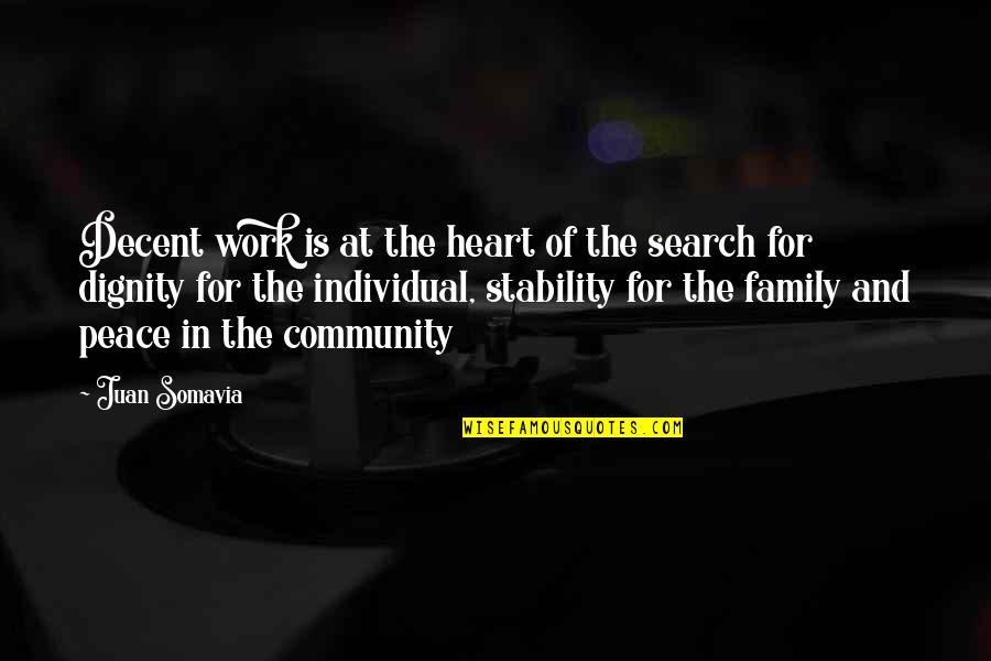 Face Challenges In Life Quotes By Juan Somavia: Decent work is at the heart of the