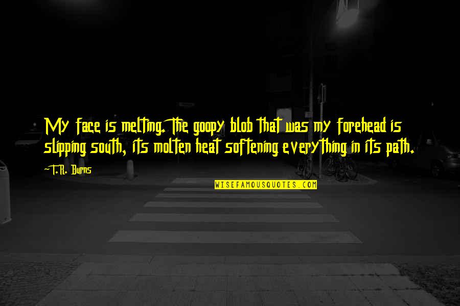 Face The Quotes By T.R. Burns: My face is melting. The goopy blob that Face The Quotes By T.R. Burns: My face is melting. The goopy blob that