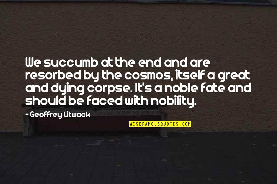 Faced Quotes By Geoffrey Litwack: We succumb at the end and are resorbed Faced Quotes By Geoffrey Litwack: We succumb at the end and are resorbed