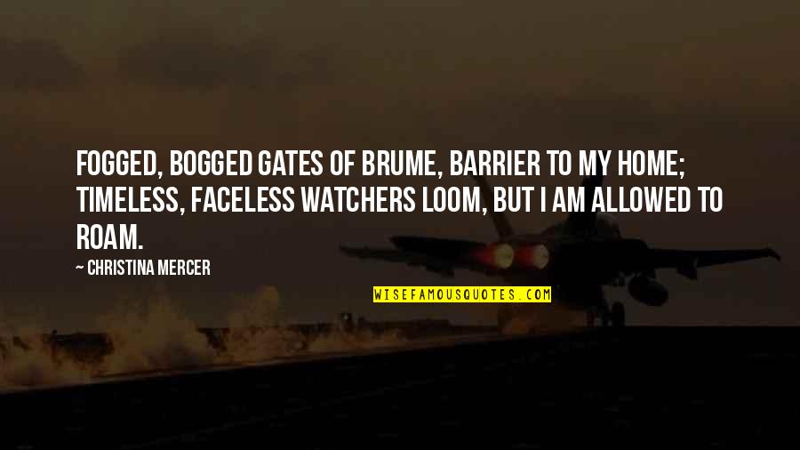 Faceless Quotes By Christina Mercer: Fogged, bogged gates of Brume, barrier to my