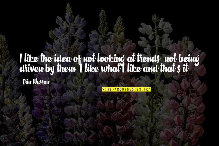 Facial Features Quotes By Erin Wasson: I like the idea of not looking at Facial Features Quotes By Erin Wasson: I like the idea of not looking at