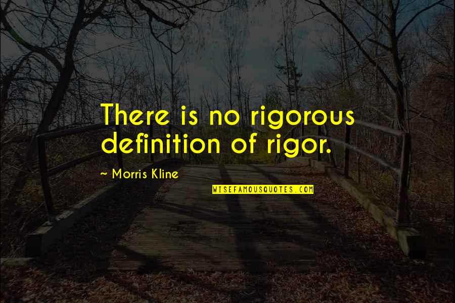 Facilely Quotes By Morris Kline: There is no rigorous definition of rigor.
