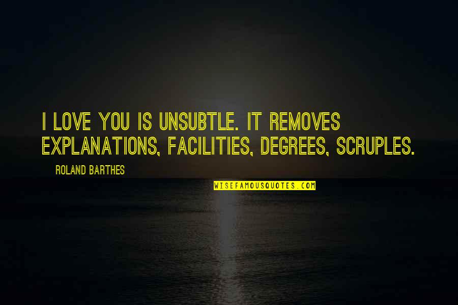 Facilities Quotes By Roland Barthes: I love you is unsubtle. It removes explanations,