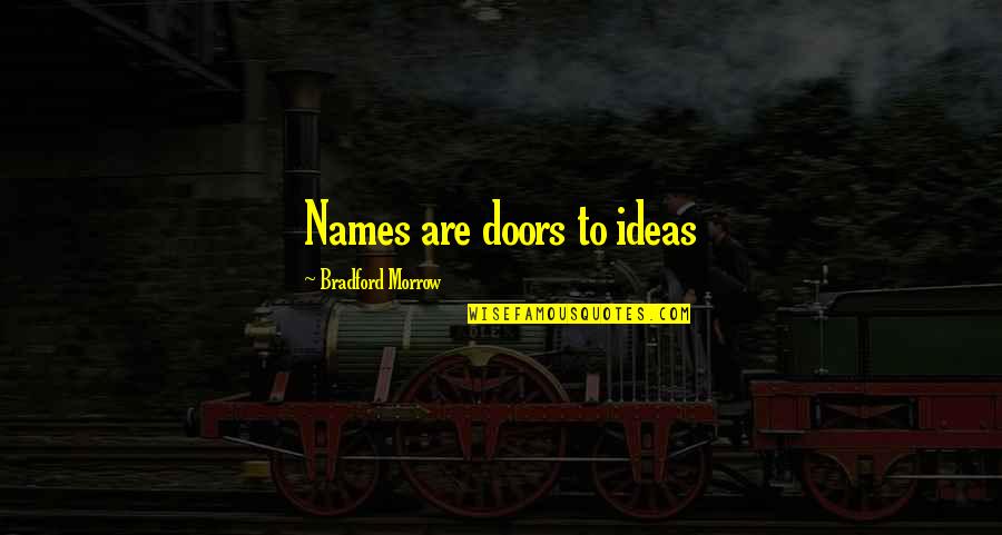 Facing Fears Of Love Quotes By Bradford Morrow: Names are doors to ideas