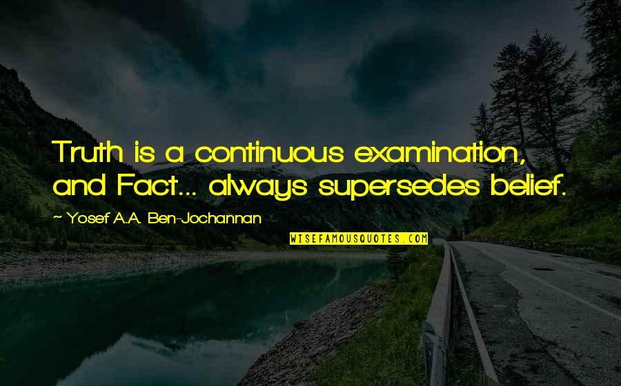 Fact And Truth Quotes By Yosef A.A. Ben-Jochannan: Truth is a continuous examination, and Fact... always