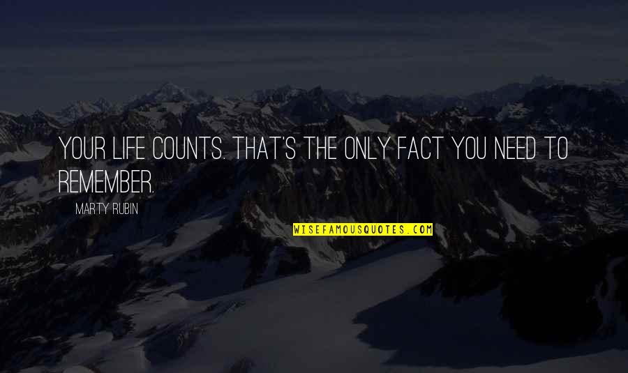 Fact That Life Quotes By Marty Rubin: Your life counts. That's the only fact you