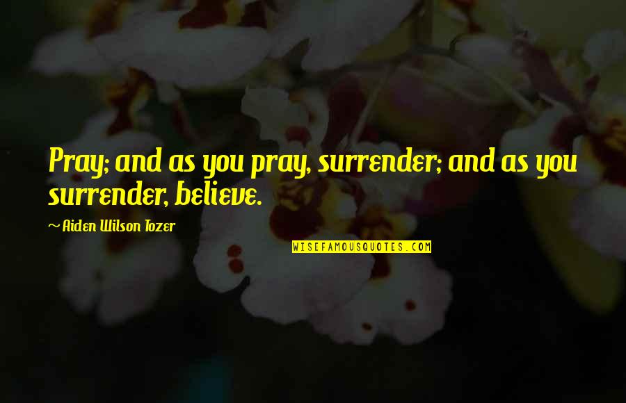 Factitious Quotes By Aiden Wilson Tozer: Pray; and as you pray, surrender; and as