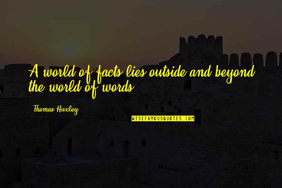 Facts Not Words Quotes By Thomas Huxley: A world of facts lies outside and beyond