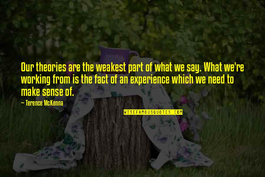 Facts To Say Quotes By Terence McKenna: Our theories are the weakest part of what