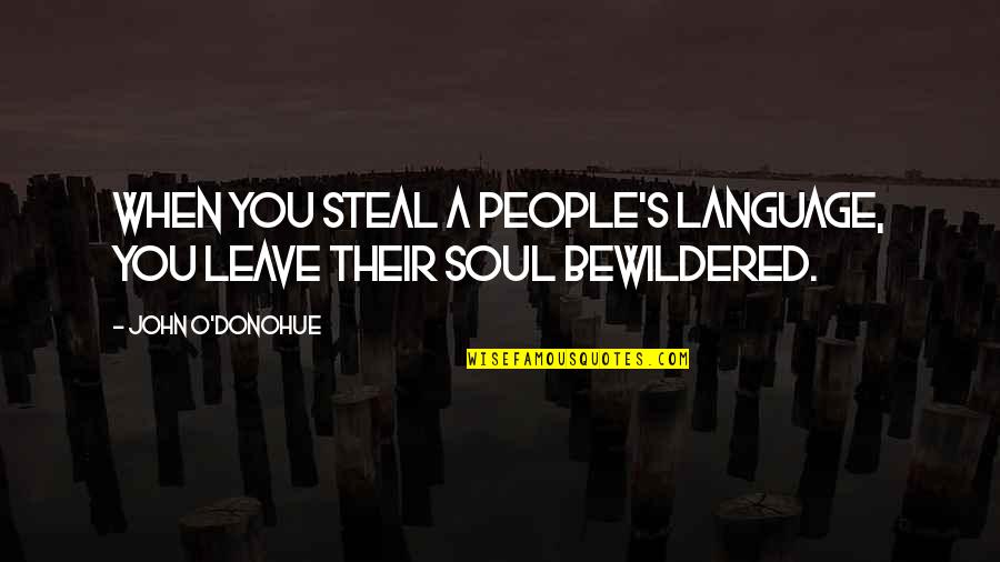 Fadelle Quotes By John O'Donohue: When you steal a people's language, you leave