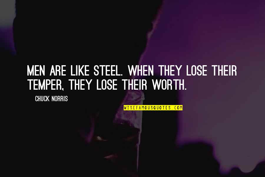 Faggyu Quotes By Chuck Norris: Men are like steel. When they lose their