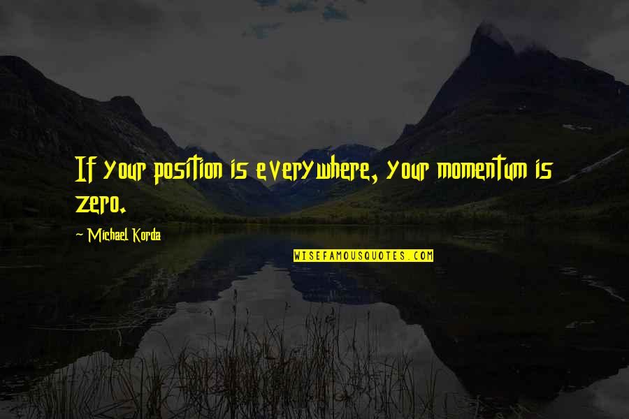 Faignantise Quotes By Michael Korda: If your position is everywhere, your momentum is Faignantise Quotes By Michael Korda: If your position is everywhere, your momentum is