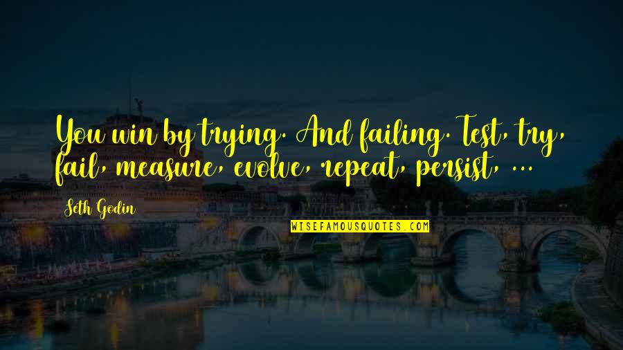 Fail And Win Quotes By Seth Godin: You win by trying. And failing. Test, try,