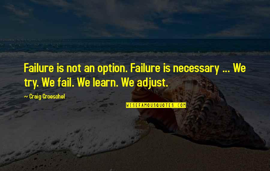 Fail Not An Option Quotes By Craig Groeschel: Failure is not an option. Failure is necessary